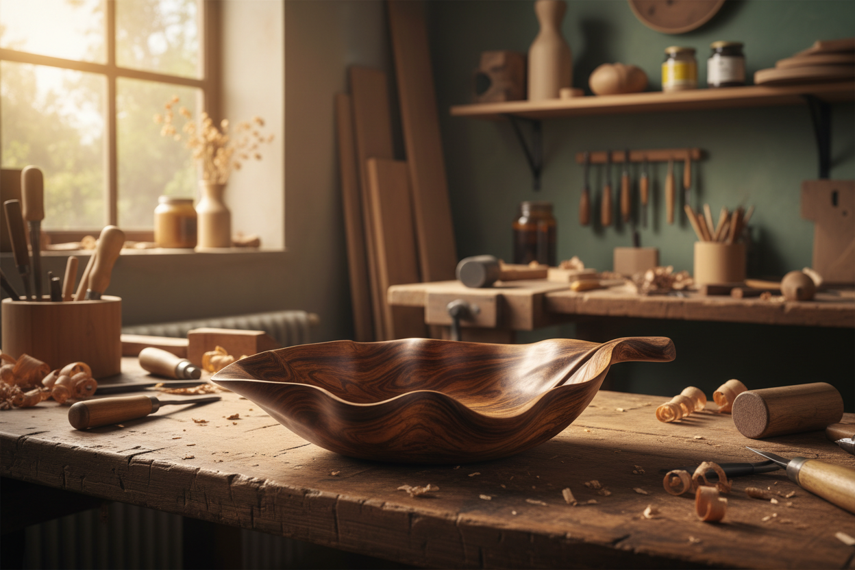 Holzschalen in Herzform